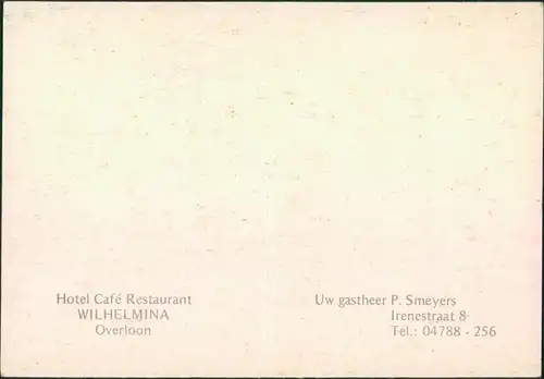 Postkaart Overloon 2 Bild Hotel Cafe Restaurant Wilhelmina 1975