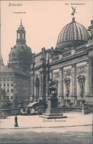 Innere Altstadt-Dresden Drauenkirche, Kunstakademie - Semper Denkmal 1915 