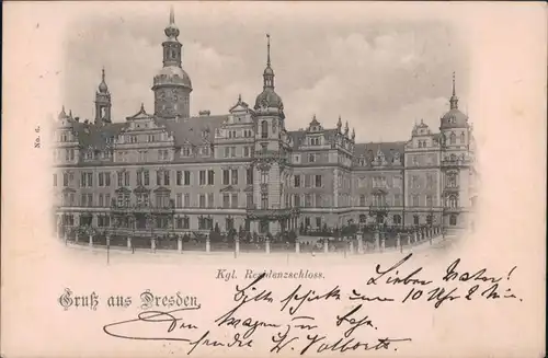 Ansichtskarte Innere Altstadt-Dresden Partie am Residenzschloss 1898 