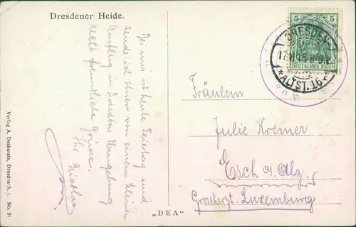 Dresdner Heide-Dresden Dresdener Heide,  die Stadt und Elbe, Künstlerkarte g1915