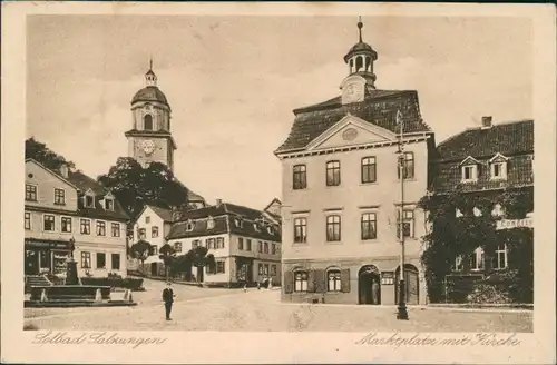 Ansichtskarte Bad Salzungen Marktplatz mit Kirche 1922 