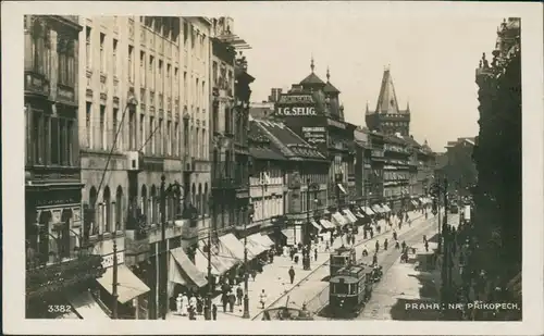 Prag Praha Na Prikopech Straßenbahn Foto Ansichtskarte Postcard 1930