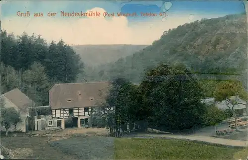 Ansichtskarte Klipphausen Neudeckmühle im Saubachtal 1908