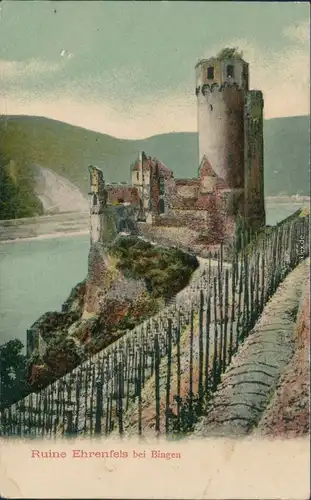 Ansichtskarte Rüdesheim (Rhein) Burg/ Ruine Ehrenfels 1912