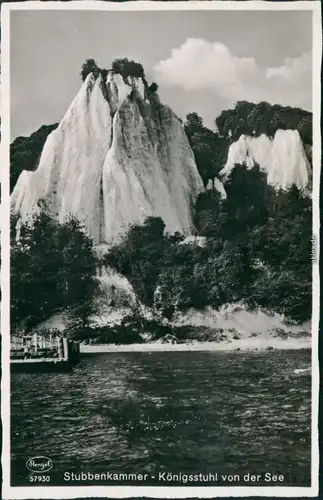 Ansichtskarte Stubbenkammer-Sassnitz Saßnitz Königsstuhl von der See 1935