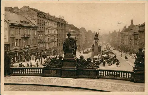 Postcard Prag Praha Wenzelplatz/Václavské náměstí 1939