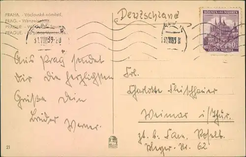 Postcard Prag Praha Wenzelplatz/Václavské náměstí 1939