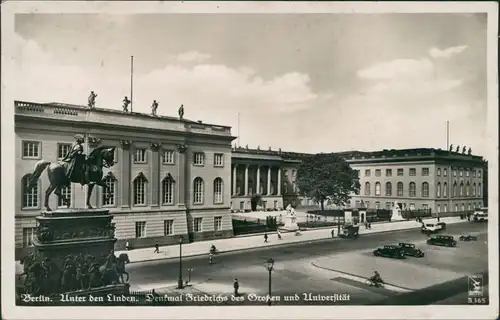 Berlin Denkmal Friedrich des Großen und Universität unter den Linden 1934