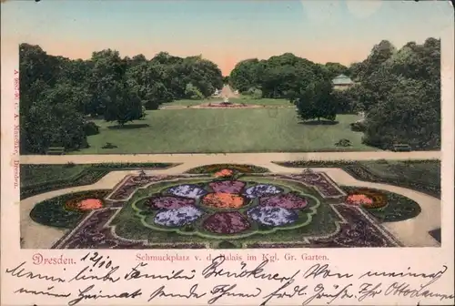 Großer Garten-Dresden Schmuckplatz v. d. Palais im Großen Garten 1900