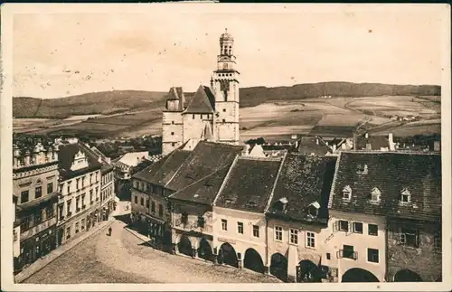 Postcard Prachatitz Prachatice Ringplatz 1928