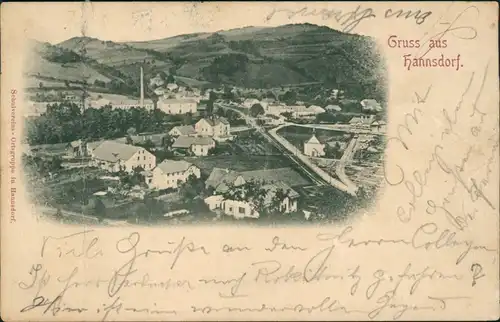 Postcard Halbseit-Hannsdorf Holba Hanušovice Blick auf den Ort 1900