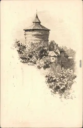 Ansichtskarte Nürnberg Künstlerkarten mit Turm 1915
