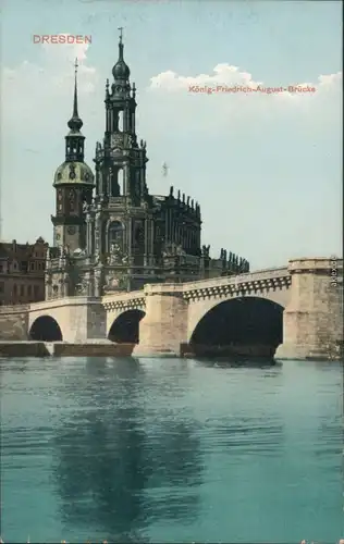 Dresden Hofkirche und Augustusbrücke / Friedrich August Brücke 1907