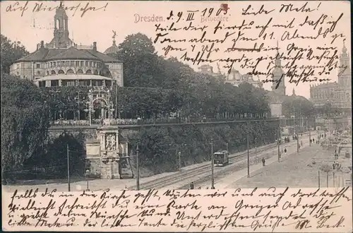 Ansichtskarte Dresden Belvedere Straßenbahn 1905