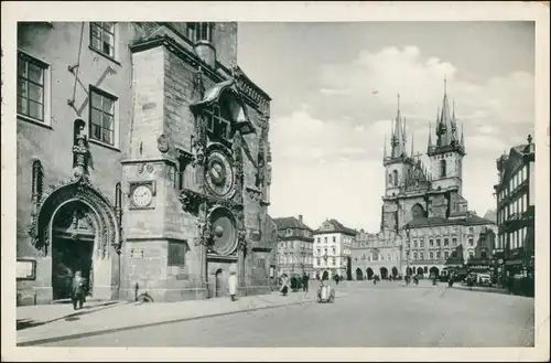 Postcard Prag Praha Teinkirche und Altstädter Rathaus 1938 