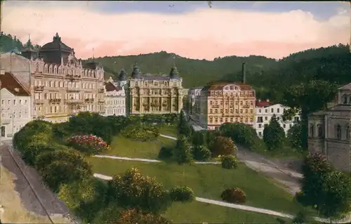 Postcard Marienbad Mariánské Lázně Straßenpartie 1930 