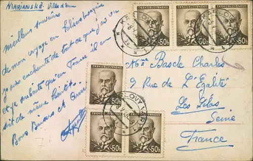 Postcard Marienbad Mariánské Lázně Straßenpartie 1930 