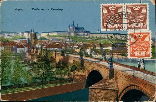 Postcard Prag Praha Stadt Und Brücke 1928 