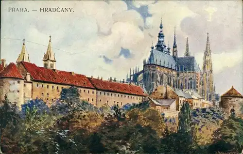 Burgstadt-Prag Hradschin/Hradčany Praha Hradschin/Hradčany - Künstlerkarte 1913 