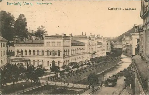 Postcard Karlsbad Karlovy Vary Straßenpartie - Kurhaus 1925 