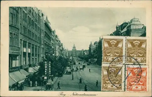 Postcard Prag Praha Geschäfte Wenzelplatz/Václavské náměstí 1926 