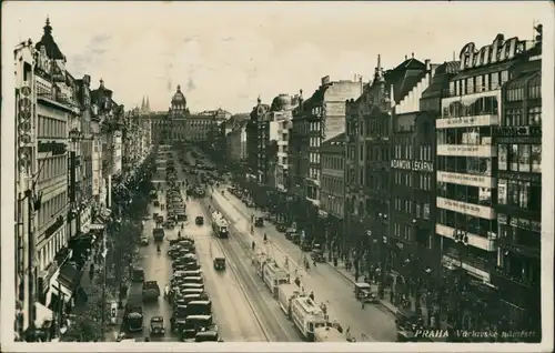 Prag Praha Wenzelplatz/Václavské náměstí - Straßenbahn 1937 