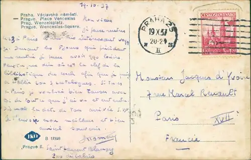 Prag Praha Wenzelplatz/Václavské náměstí - Straßenbahn 1937 