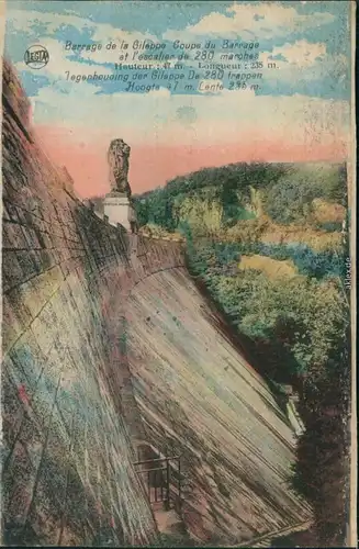 Postkaart Eupen Barrage de la Gileppe Coupe du Barrage 1928 