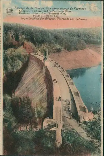 Postkaart Eupen Gileppe-Talsperre, draufsicht 1926 