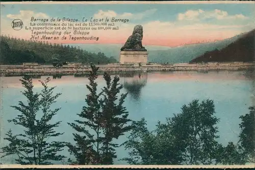 Postkaart Eupen Stausee - Gileppe-Talsperre, Löwe 1926 