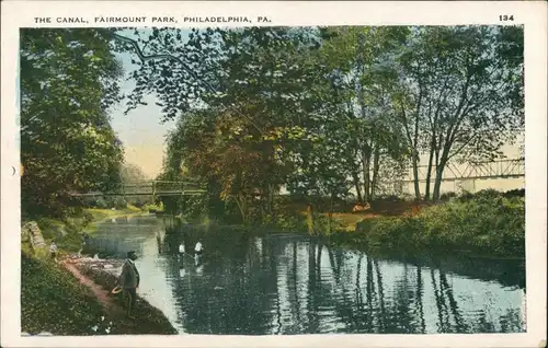 Postcard Philadelphia The Canal Fairmount Park 1932 