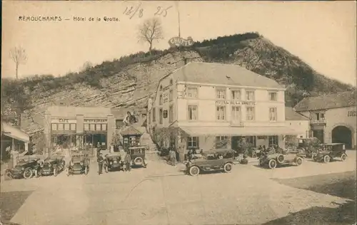 Postkaart Remouchamps-Aywaille Aiwêye Hotel de la Grotte - Autos 1925 