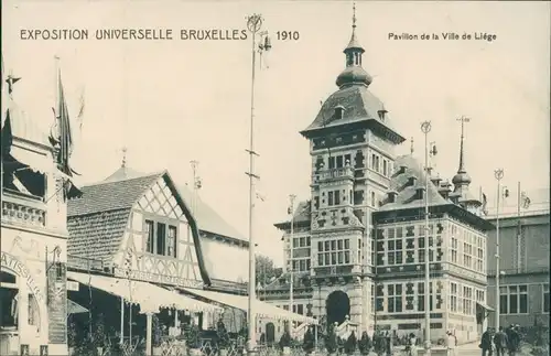 Postkaart Brüssel Bruxelles Pavillon de la Ville Liege - Expo 1910 