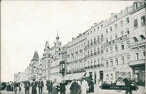 Postkaart Ostende Oostende Digue/Straßenpartie - Promenade 1914 