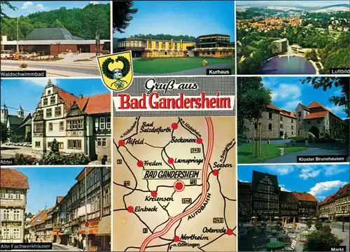 Ansichtskarte Bad Gandersheim Kurhaus, Abtei, Kloster, Markt 1994