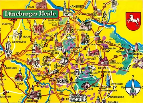.Niedersachsen Stadtplan/Landkarten-Ansichtskarte - Lüneburger Heide 1995