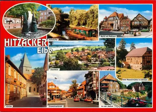 Ansichtskarte Hitzacker (Elbe) Kirche, Panorama, Brunnen, Markt, Rathaus 1996