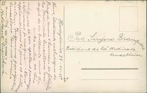 Postcard Eipel Úpice Blick auf Stadt und Brücke 1922