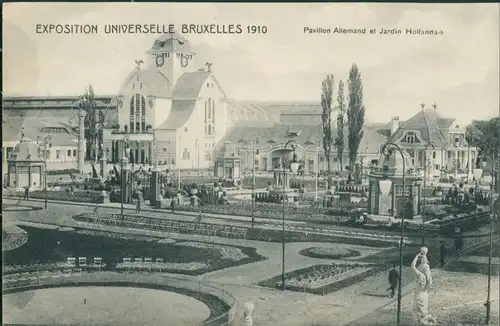 Brüssel Bruxelles Pavillon Allemand et Jardin Hollandaise EXPO 1910 