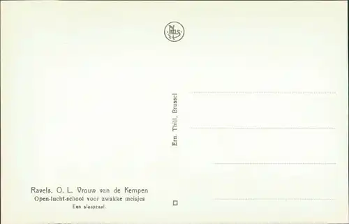 Postkaart Ravels Open-lucht-school - Schlafbereich 1929 