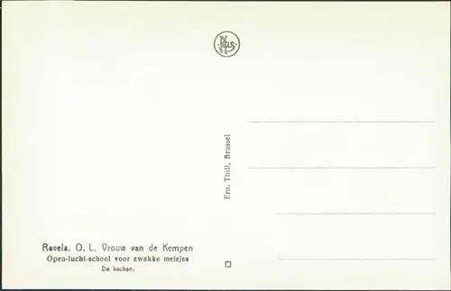 Postkaart Ravels Open-lucht-school, Küche - Herd 1929 