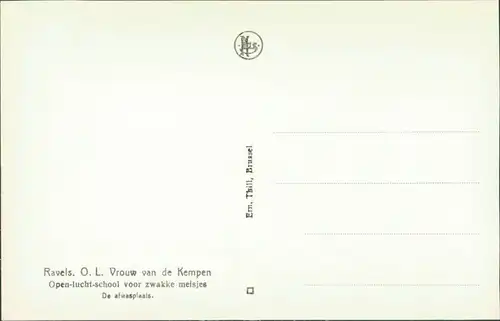 Postkaart Ravels Open-lucht-school, Küche 1929 