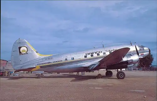 Ansichtskarte  Curtiss C-46F-1-Cu Commando HK-3079 c/n 22538 at Bogota 1986