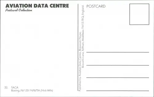 Ansichtskarte  TACA Boeing 767-251 N767TA Flugzeug 1990