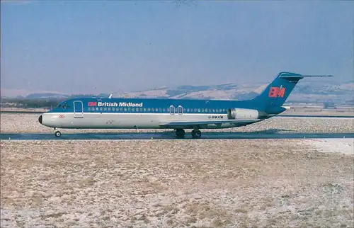 Ansichtskarte  British Midland Douglas DC-9-32 G-BMAM Flugzeug 1990