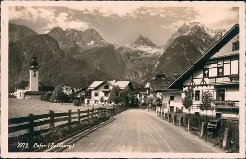 Ansichtskarte Lofer Straßenpartie 1938 