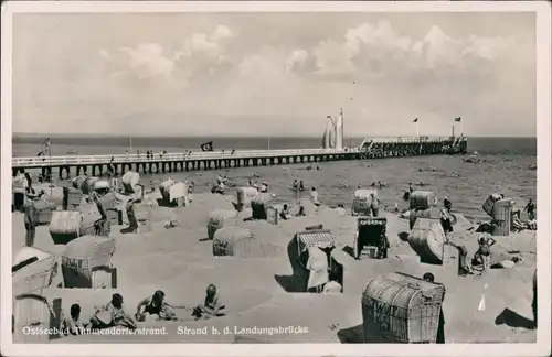 Ansichtskarte Timmendorfer Strand Strand und Landungsbrücke 1937