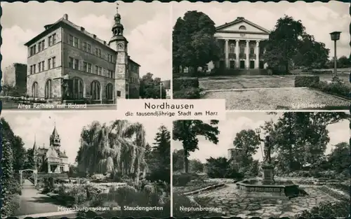 Nordhausen Altes Rathaus, Stadttheater, Museum, Neptunbrunnen 1956
