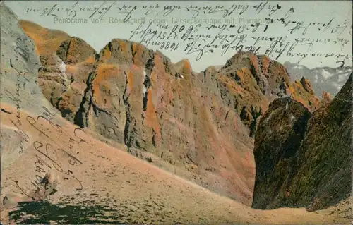 Kanzenei Canazei (Cianacèi) Panorama vom Rosengartl gegen Larseckgruppe 1906 