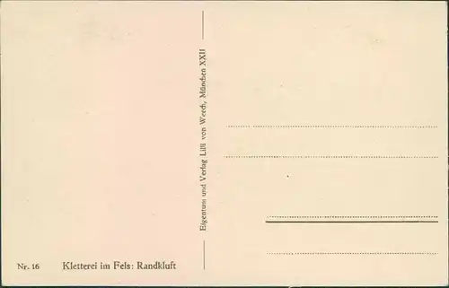 Ansichtskarte  Kletterei im Fels - Randkluft Bergsteiger Alpen 1925 